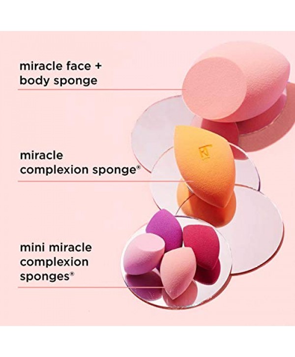 Real Techniques Mini Miracle Complexion Sponge Makeup Blender, Set of 4 Beauty Sponges