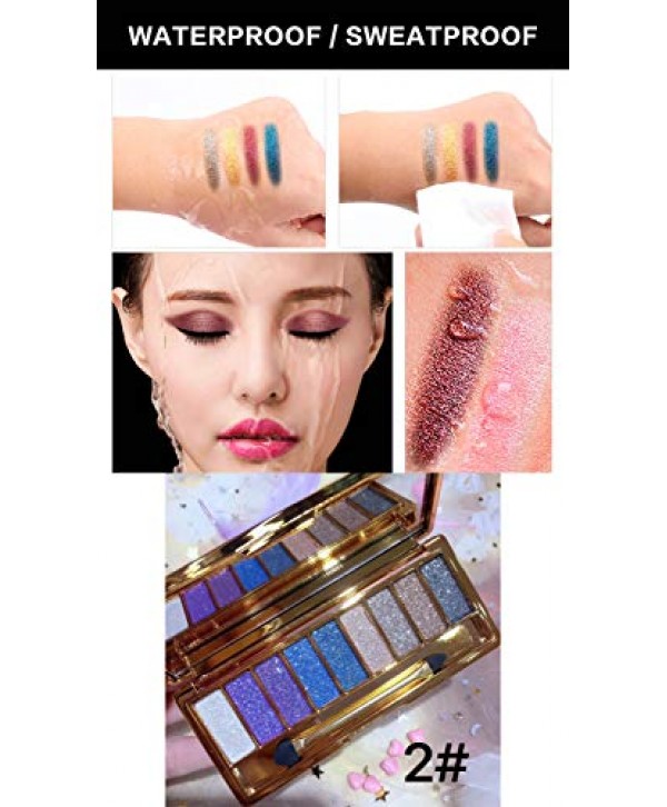Glitter Eyeshadow Palette,9 Colors Sparkle Shimmer Eye Shadow Highly Pigmented Long Lasting Makeup Set Gold (Type 3)