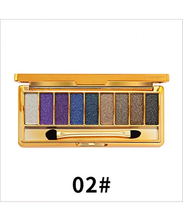 Glitter Eyeshadow Palette,9 Colors Sparkle Shimmer Eye Shadow Highly Pigmented Long Lasting Makeup Set Gold (Type 3)